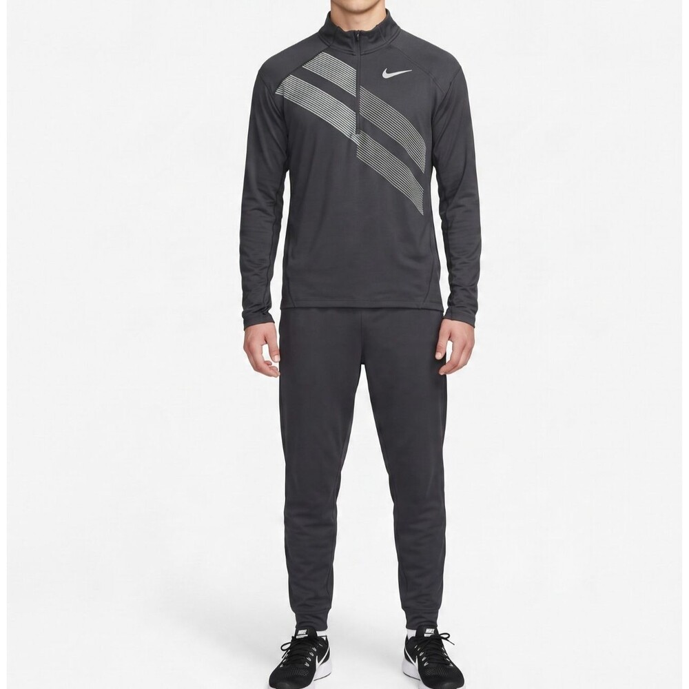 Nike Men Element 1/4 Zip Black Reflective Running Top M Shirt Thumbholes Dri-FIT